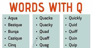 The spruce / margot cavin for many casual scrabble players, drawing a q is more likely to inspire fear rat. Words With Q List Of Common English Words With The Letter Q My English Tutors