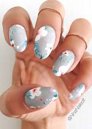 Pretty Floral Baby Blue Nails Fab Wedding Dress Nail Art Designs Hair Colors Cakes