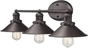 Zeyu 3 Light Bathroom Vanity Lights Vintage Wall Mount Vanity Light Fixture Oil Rubbed Bronze Finish With Metal Shade 102 3w Orb Amazon Com