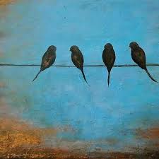 Birds On A Wire Painting This Is An Original Bird On A Wire Painting Its Been Done On 16x20 Inch Stretched Canvas This Is A Textured Abstract Painting Birds Painting Stretch Canvas