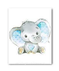 Gray Blue Elephant Wall Decor Canvas Print Stickers Decor Children Art Baby Boy Room Decor Baby Boy Nursery Kids Art Set Of 4 Baby Room Paintings Baby Print Art Baby Boy