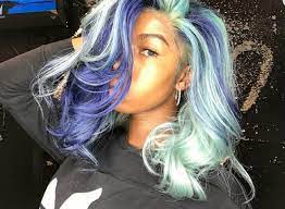 Purple Pastel Blue Half Dyed Hair Half Dyed Hair Mane Hair Natural Hair Styles