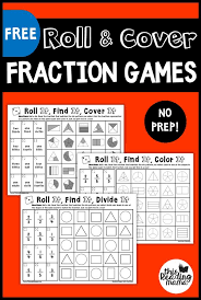 No Prep Fraction Games Roll And Cover This Reading Mama Math Fraction Games Fraction Games Math Fractions