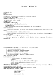 Manica maria panouri pentru clasă și proiecte didactice. Proiect Didactic Limba Romana Clasa I