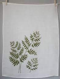 Organic Linen Tea Towel Hand Screen Printed With Fern Design Etsy Diy Screen Printing Screen Printing Designs Diy Prints