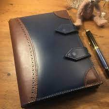 Peter Jones S Instagram Photo A5 Navy Notebook With Tan Reinforcements Finished Up While The Wind Howls And The Power Dips Really P Peter Jones Tan Notebook