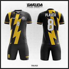 Aplikasi desain baju di laptop. Desain Jersey Sepak Bola Printing Code Trund Warna Hitam Motif Petir Yang Elegan