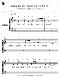 Free shipping on orders over $25 shipped by amazon. Sonic Colors Reach For The Stars Easy Beginner Piano Sheet Music Notes And Lyrics Included Sheet Music Easy Piano Sheet Music Easy Sheet Music