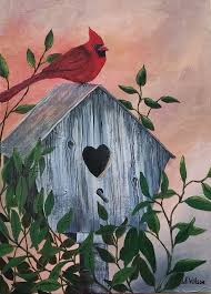 Acrylic Bird Paintings On Canvas Morning Cardinal Art Painting Art Painting Acrylic Bird Painting Acrylic