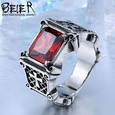 One Piece Vintage Friar Men Double Cross With Black Red Blue Three Colors Stone Fashion Ring Us Size Fashion Rings Beautiful Jewelry Ring Jewelry