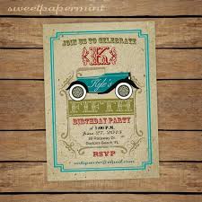 Vintage Car Theme Invitation Card Printable Digital Customizable Kids Or Adults On Etsy 15 00 Car Themed Parties Car Themes Garage Party
