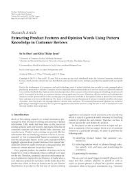 Pdf Extracting Product Features And Opinion Words Using Pattern Knowledge In Customer Reviews