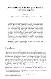 Pdf Beauty And The Beast The Theory And Practice Of Information Integration