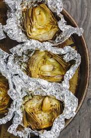 3 Large Globe Artichokes 3 Tsp Lemon Juice Salt And Black Pepper Ev Olive Oil 6 Garlic Cloves Pee Roasted Artichoke Recipe Artichoke Recipes Roasted Artichoke