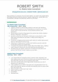 mobile sales consultant resume samples