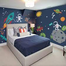 50 Space Themed Bedroom Ideas For Kids And Adults Space Themed Bedroom Space Themed Room Space Wall Decals