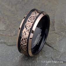Rose Gold Celtic Dragon Tungsten Ring Mens Tungsten Wedding Etsy Dragon Wedding Bands Gold Tungsten Wedding Bands Mens Rose Gold Wedding Ring