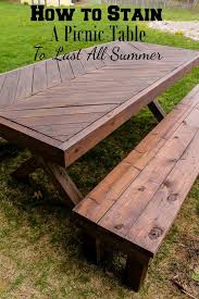 Easiest Way To Stain A Table Picnic Table Makeover Painted Picnic Tables Outdoor Picnic Tables