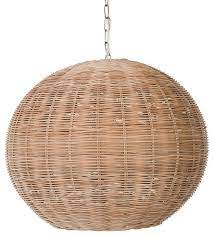 Bring atmosphere into your home with this large wicker hanging lamp. Panay Wicker Ball Pendant Lamp Natural Tropical Outdoor Hanging Lights By Kouboo Houzz