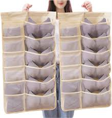 Closet organizer closet organizers & systems : Buy 2 Pack Dual Sided Wall Closet Closet Organizer With Pockets Bra Hanging Underwear Organizer With 36 Mesh Pockets For Underwear Bra Underpants Socks Beige Online In Vietnam B092qmh7cy