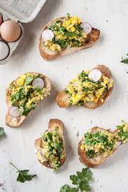 Recipe Scrambled Eggs Mustard Greens On Toast Recipe Vegetarian Breakfast Recipes Toast Recipes Breakfast Recipes