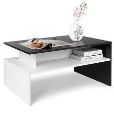 If you have a material of choice, look through a wide range of tables in different materials like marble, glass, wood, and metal. Homfa Coffee Table Side Table Living Room Home Furniture 2 Shelves Modern Storage Display Unit Black White Buy Online In United Arab Emirates At Desertcart Ae Productid 67135032
