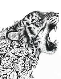 The male tiger is almost three meters long from the snout to the tail's tip and weighs about 200 kgs. Image Of Black White Tiger Doodle Limited Edition Signed Embossed Graffiti Doodles Doodle Art Designs Tiger Art
