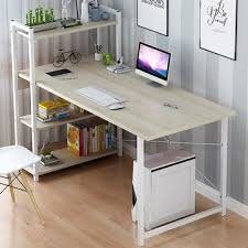 In these, either the lower part of the table serves as a shelf or the main table is attached to a separate rack with the tabletop. Computer Laptop Desk Writing Study Table Bookshelf Storage Rack Desktop Workstation With Storage Shelves Home Office Furniture Sale Banggood Com