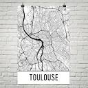 Toulouse France Street Map Poster - Wall Print by Modern Map Art