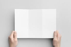 A4 Z Fold Brochure Mock Up Male Hands Holding A Blank Tri Fold On A Gray Background Royalty Free Images Free Images Booklet Design