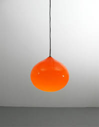 Gino Vistosi Onion Orange Large Pendant Light Glass Orange Pendant Light Vistosi Large Pendant Lighting