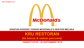 Maklumat iklan penawaran kerjaya ini adalah seperti tajuk di atas. Kru Restoran Di Mcdonald S Sekitar Melaka Kerjaya2u Com