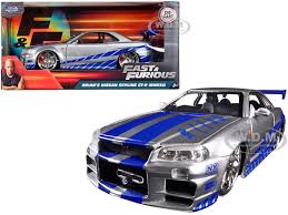 BRIANS NISSAN GTR SKYLINE R34 SILVER & BLUE FAST & FURIOUS 124 CAR JADA  97158 | eBay