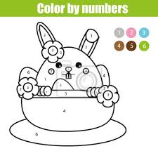 Les petits lapins et les poussins seront aussi au rendez vous. Coloriage Avec Personnage De Lapin De Paques Jeu Denfants Educatifs Papier Peint Papiers Peints Tache Imprimable Examen Myloview Fr