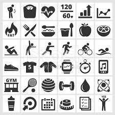 Fitness Wellness Gym And Diet Vector Interface Icon Set Royalty Free Stock Vector Art
