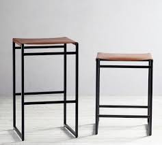 Hardy Backless Leather Bar Counter Stools Pottery Barn In 2020 Counter Stools Leather Counter Stools Counter Stools Backless