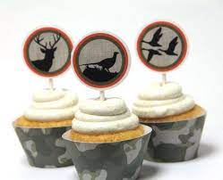 Having a groom's cake in addition to the traditional wedding cake shows the groom he hasn't been forgotten during all the. Printable Deer Cupcake Topper Hunting Wildlife Cupcake Toppers Cupcake Wraps Set Of 12 Four Deer Hunting Party Cupcake Wraps Duck Dynasty Party