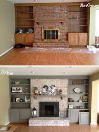 Smearing cement over old brick is a great way to makeover an old and dated fireplace without spending a lot of money! Fireplace Monica Mangin Jpg 600 800 Home Brick Fireplace Makeover Home Remodeling