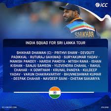 The india cricket team are touring sri lanka in july 2021 to play three one day international (odi) and three twenty20 international (t20i) matches. Icc On Twitter Shikhar Dhawan Will Captain India In Their Limited Overs Tour Of Sri Lanka In July Full Squad