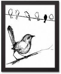 Wrought Studio Birds On A Wire Framed Drawing Print On Canvas Framed Canvas Wall Art Drawing Prints Canvas Wall Art