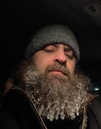 End of day 2 🥶💪 when you're sculpting snow till 11 pm in 0 degree weather  you ask yourself why am i doing this? The only answer is… For beard icicles  and