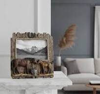 Comfy Hour 7.48" x 7.75" Double Horse Figurine Photo Frame, Rustic Antique  Vintage Western Style Home Decor, Wood Look Resin Picture Frame for Office,  ...