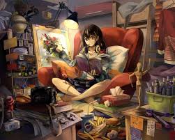 1280x1024 Wallpaper Neko Yanshoujie Room Girl Graphic Hand Headphones Easel Shape Books Food Camera Art Anime Fille Dessin Manga Dessin Kawaii Manga