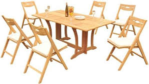 6 Seats 7 Pcs Grade A Teak Wood Dining Set Warwick Console Folding Rectangle Table And 6 Surfliner Fold In 2020 Rectangle Table Dining Arm Chair Headboard With Lights