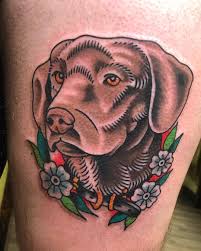 Dog Tattoo Pet Portrait Tattoo Chocolate Lab Traditional Tattoo Dog Dog Portrait Tattoo Dog Tattoos