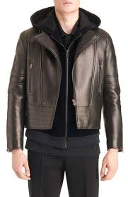 Givenchy Star Applique Leather Moto Jacket In Black Modesens Leather Jacket With Hood Men S Leather Jacket Leather Jacket Men