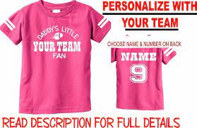 Girls Pink Personalized Jersey T Shirt Baby Infant Kids Toddler Dallas Cowboys Chicago Bears Denver Broncos Birth Jersey Outfit Personalized Jersey Pink Games