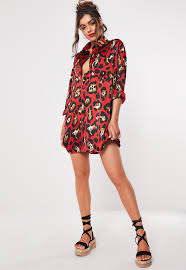 Red Leopard Print T Shirt Dress With Images Dresses Formal Elegant Shirt Dress T Shirt Dress