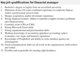 Help management make financial decisions. Financial Manager Job Description