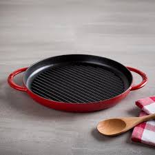 Staub France Double Handle 12 Cast Iron Pure Grill Pan Cherry Grill Pan Cast Iron Frying Pan Grilling